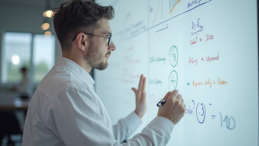 Statistische analyse en getallen op whiteboard met notities