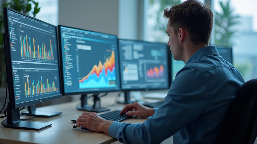 Professioneel dashboard met grafieken en gegevensvisualisatie op monitor