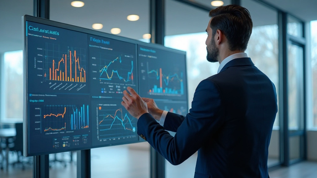 Zakelijke professional presenteert analyticsdashboard met grafieken en diagrammen